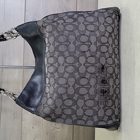 Coach Lexy Signature Black /Gray Shoulder Bag F57612 - Picture 4 of 13